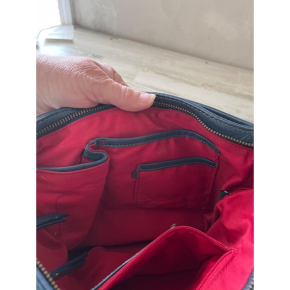 Jones New York woman’s blue genuine leather shoulder bag - Picture 4 of 9